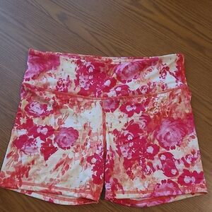 90 Degree By Reflex Pink and Orange Floral Athletic Shorts